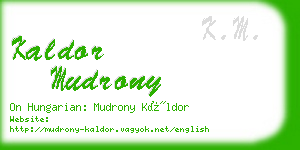 kaldor mudrony business card